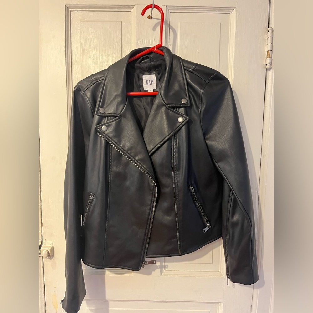 Gap faux leather moto jacket - size M